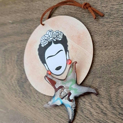 Oversized Murano Glass Starfish Pendant Necklace: Millefiori Glass