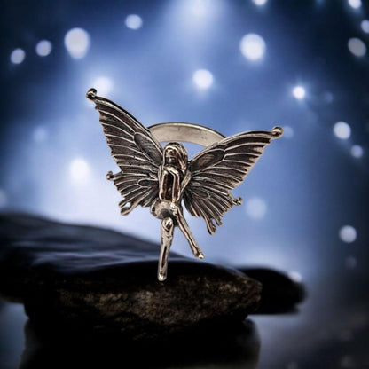 Statement Fairy Princess figure Ring Sterling Silver Fairyland Faerie Ring