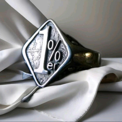 Motorbike Ring in Sterling Silver 1%er - Uniquely Designed Biker Jewelry - Bold & Daring Gift for Outlaws -