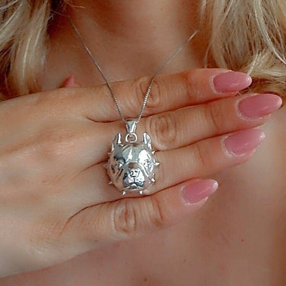 Handmade Sterling Silver American Pit Bull Pendant: Bold Dog Lover Gift