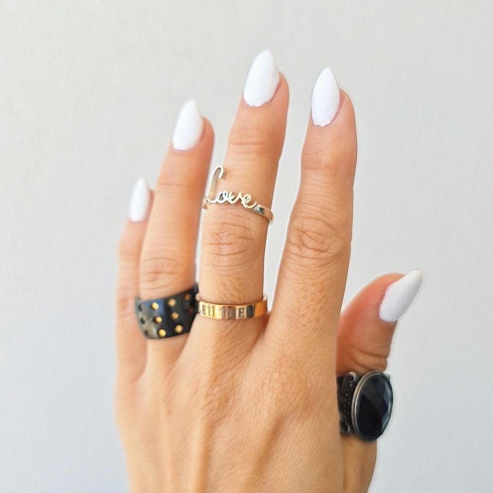 Dainty Sterling Silver Love Ring: Minimalist Promise Jewelry