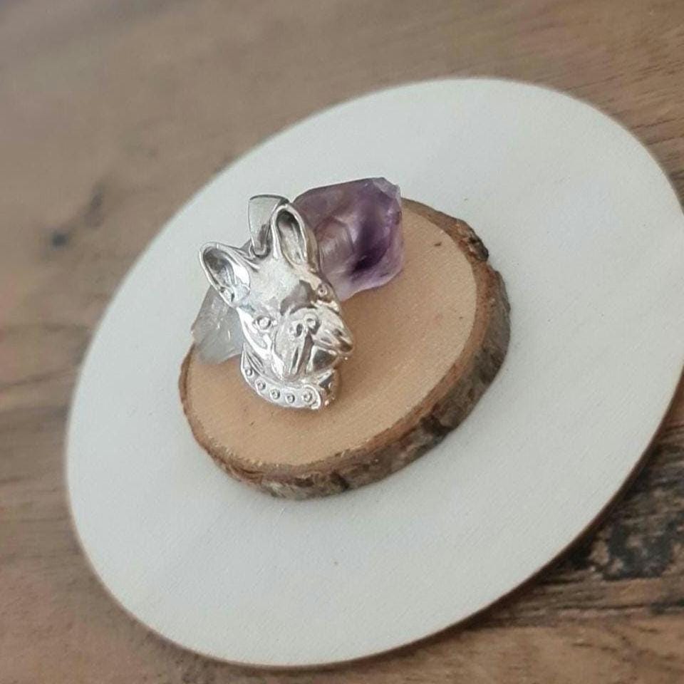 Handmade Sterling Silver French Bulldog Pendant: Minimalist Dog Necklace