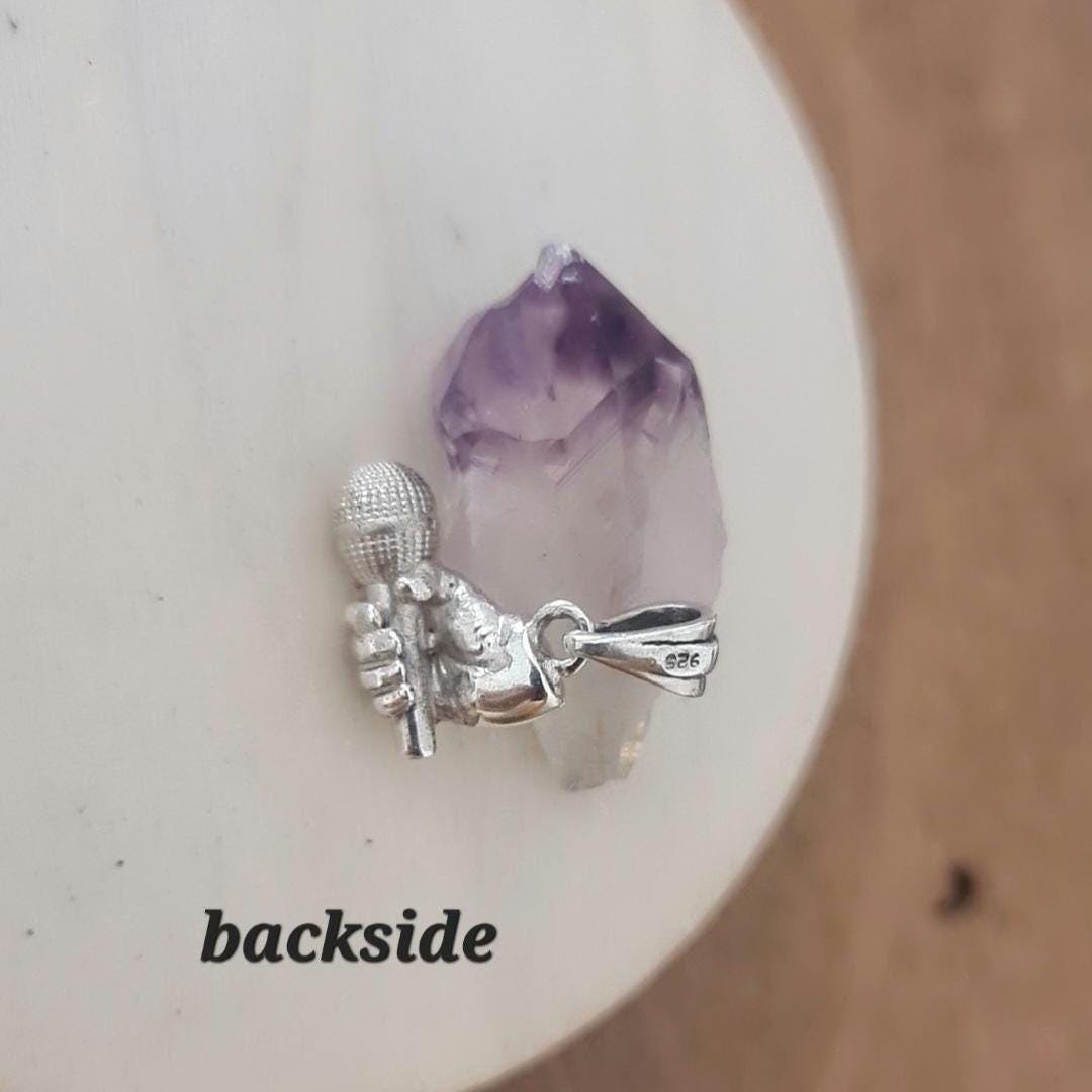 Handmade Sterling Silver Microphone Pendant: Art Deco Music Lover Gift