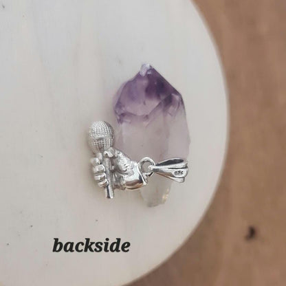 Handmade Sterling Silver Microphone Pendant: Art Deco Music Lover Gift