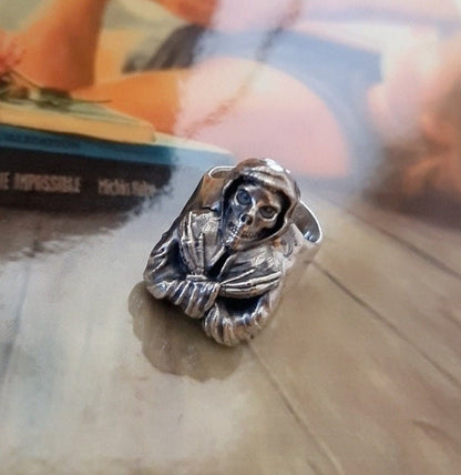 Handmade Punk Horror Skull Ring: 925 Sterling Silver Biker Ring