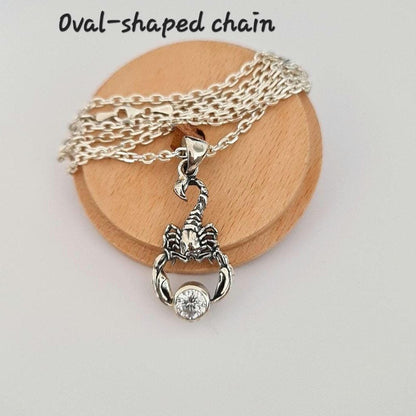 Sterling Silver Scorpion Pendant: Gothic Zodiac Necklace with Zircon