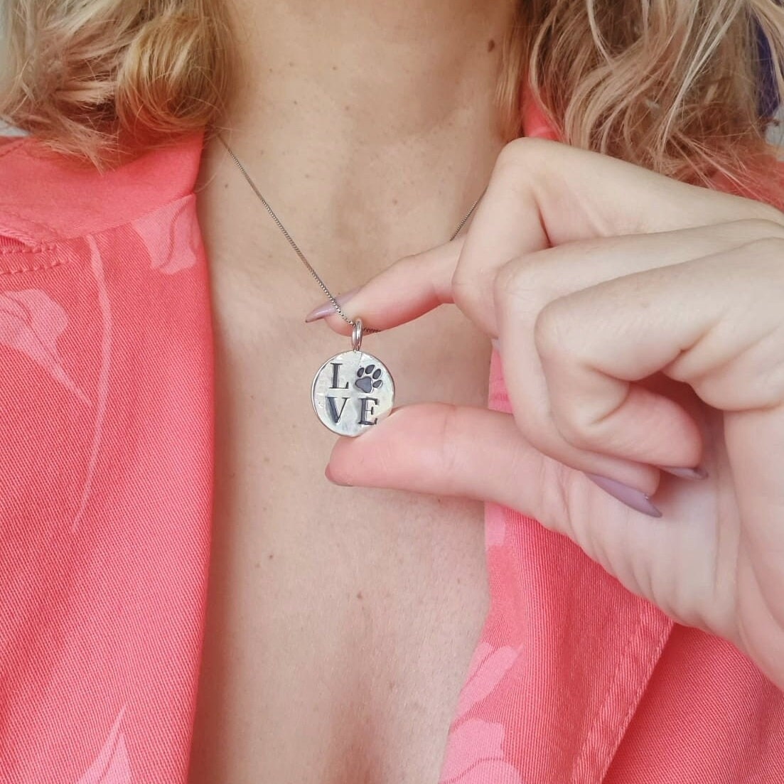 Handmade Silver Paw Print Pendant: Minimalist Pet Lover Necklace