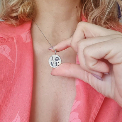 Handmade Silver Paw Print Pendant: Minimalist Pet Lover Necklace