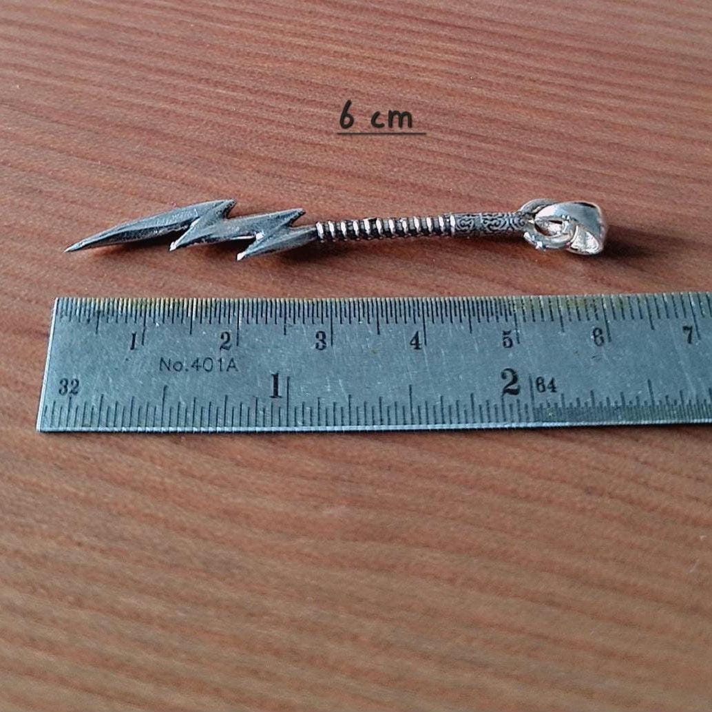 Sterling Silver Lightning Bolt Pendant: Mythical Thunder Flash Necklace