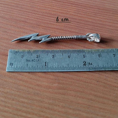Sterling Silver Lightning Bolt Pendant: Mythical Thunder Flash Necklace