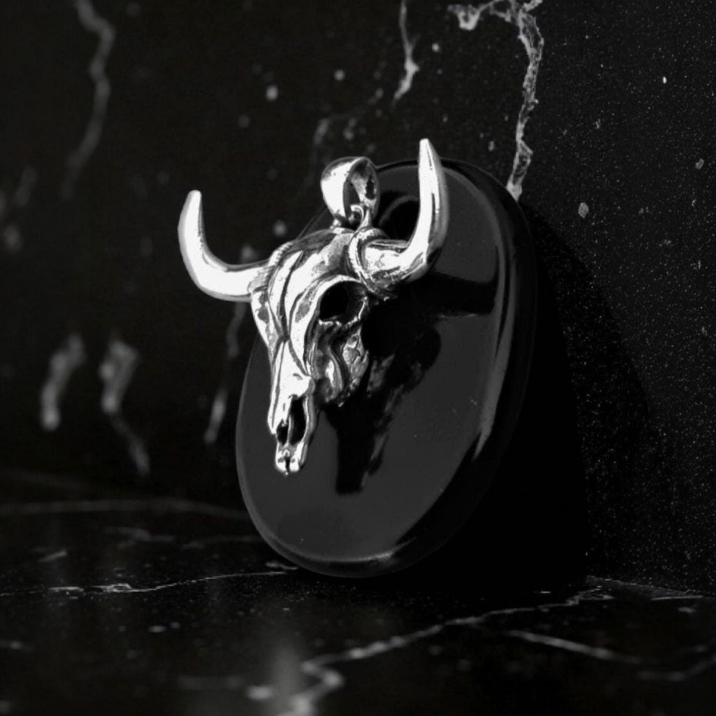 Sterling Silver Bull Skull Pendant: Native American Western Amulet