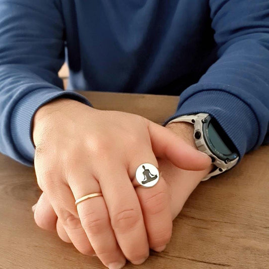 Handmade 925 Silver Yoga Ring: Meditation Pose Design