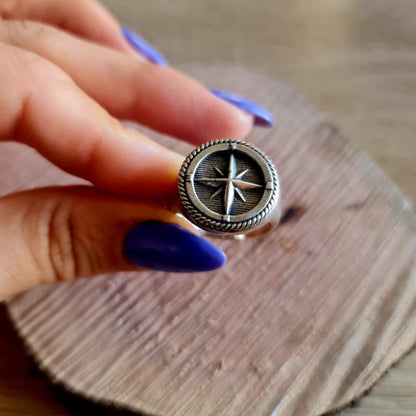 Ultimate Compass Signet Ring - Uniquely Designed Sterling Silver