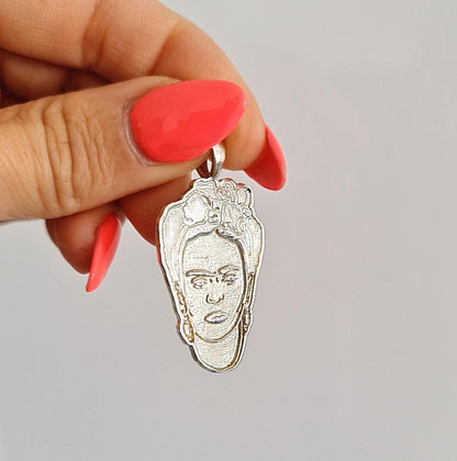 Frida Kahlo Pendant: Solid Sterling Silver Necklace, Artistic Jewelry