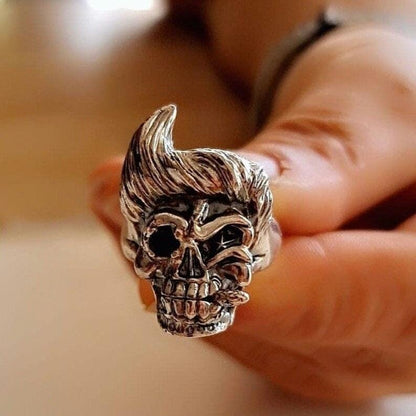 Ace Ventura Inspired Skull Ring with Black Diamond Zircon Eye - Handcrafted Sterling Silver