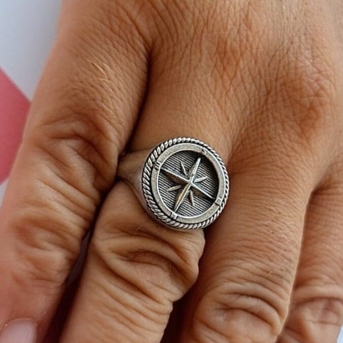 Ultimate Compass Signet Ring - Uniquely Designed Sterling Silver
