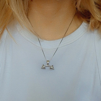 Handmade Silver Barbell Pendant: Fitness Motivation Jewelry