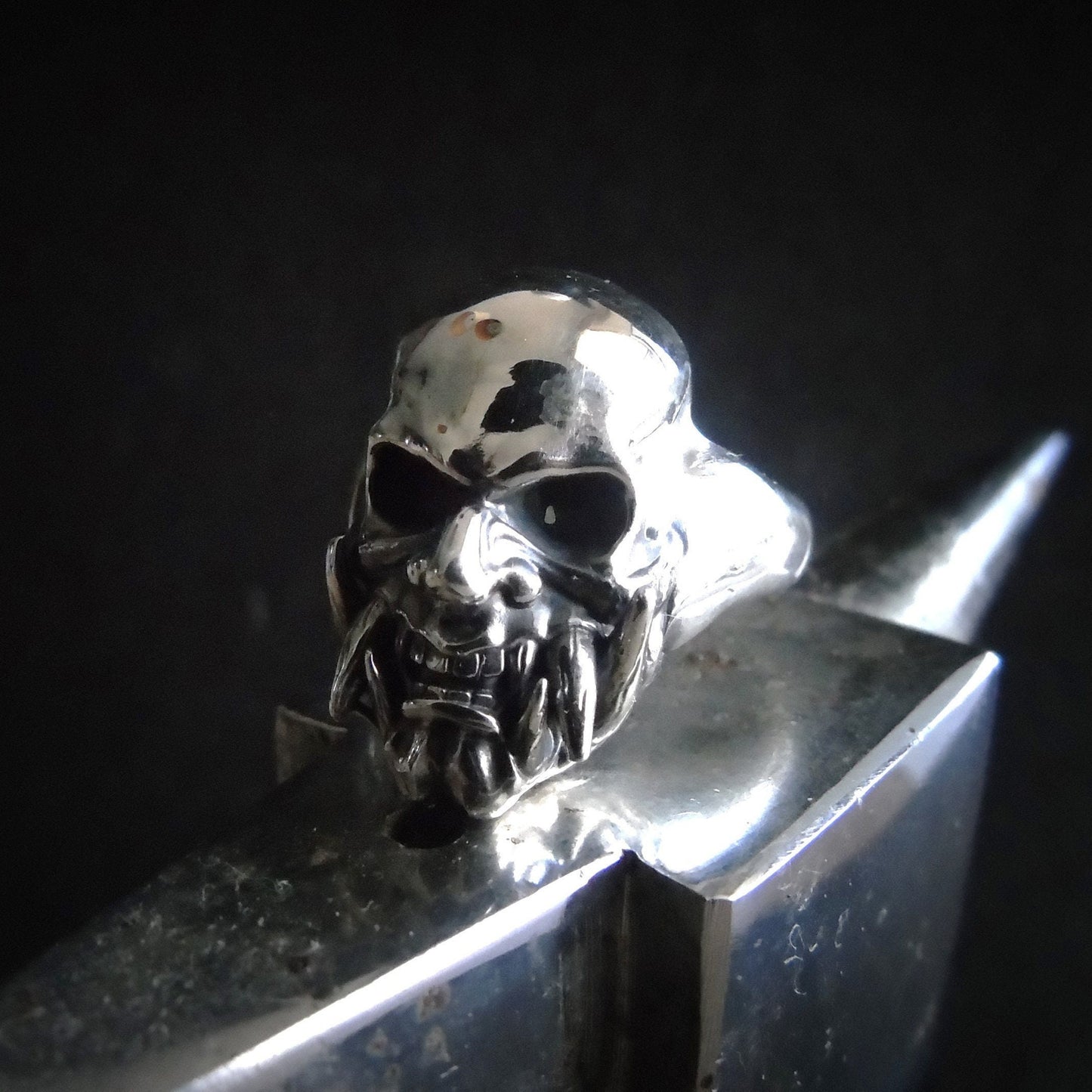 Samurai Japanese  Skull Ring   Sterling Silver Art, Ancient & Modern Japanese Style