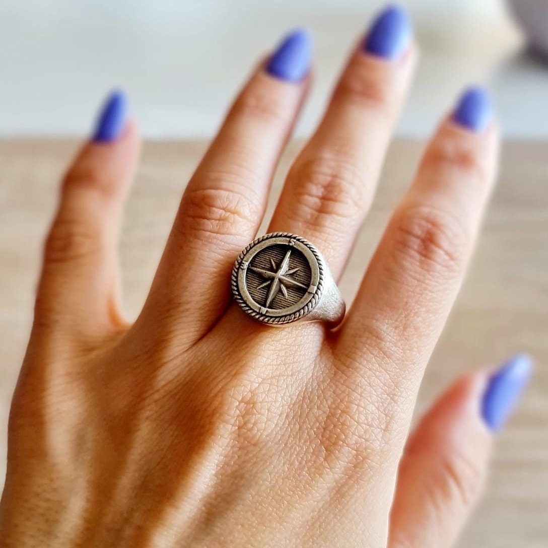 Ultimate Compass Signet Ring - Uniquely Designed Sterling Silver