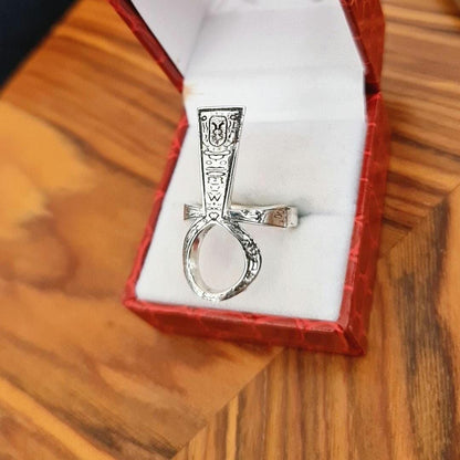 Handmade Sterling Silver Ankh Ring: Egyptian Key of Life Jewelry