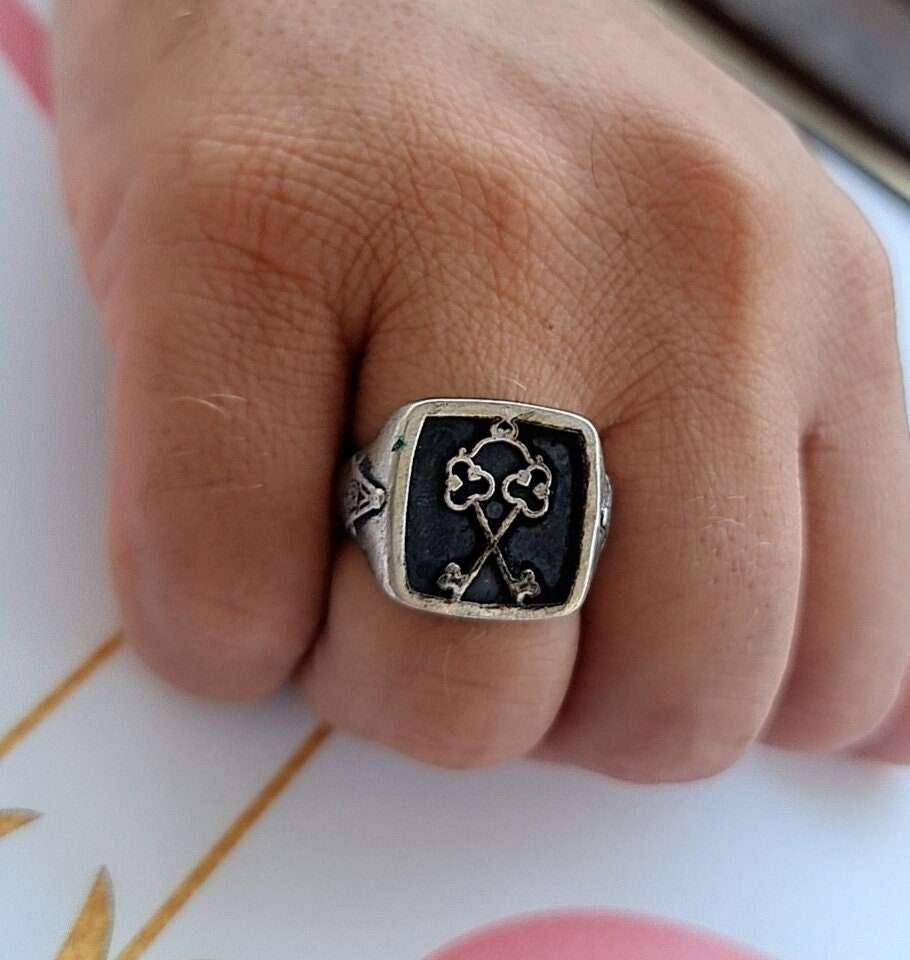 Handmade Sterling Silver Masonic Ring: Freemason Symbol, Gothic Style