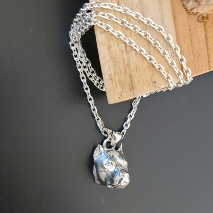 Handmade Sterling Silver Pitbull Pendant: Bold Dog Lover Gift