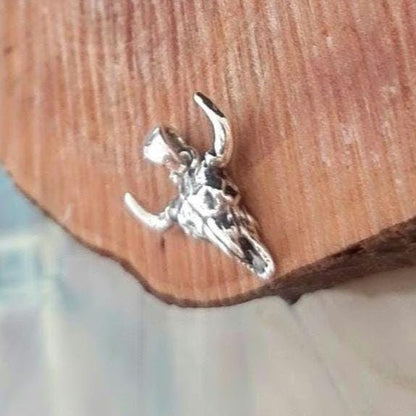 Handmade Buffalo Skull 925 Silver Necklace: Gothic Western Jewelry