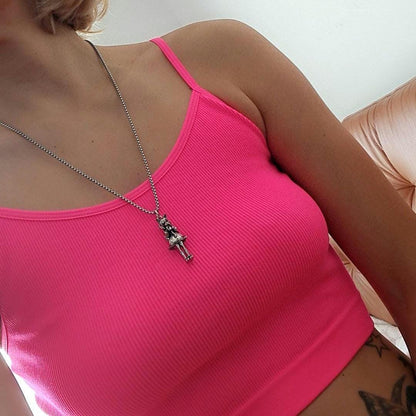 Anime Catgirl Necklace: Pewter Art Deco Pendant, Stainless Steel Chain