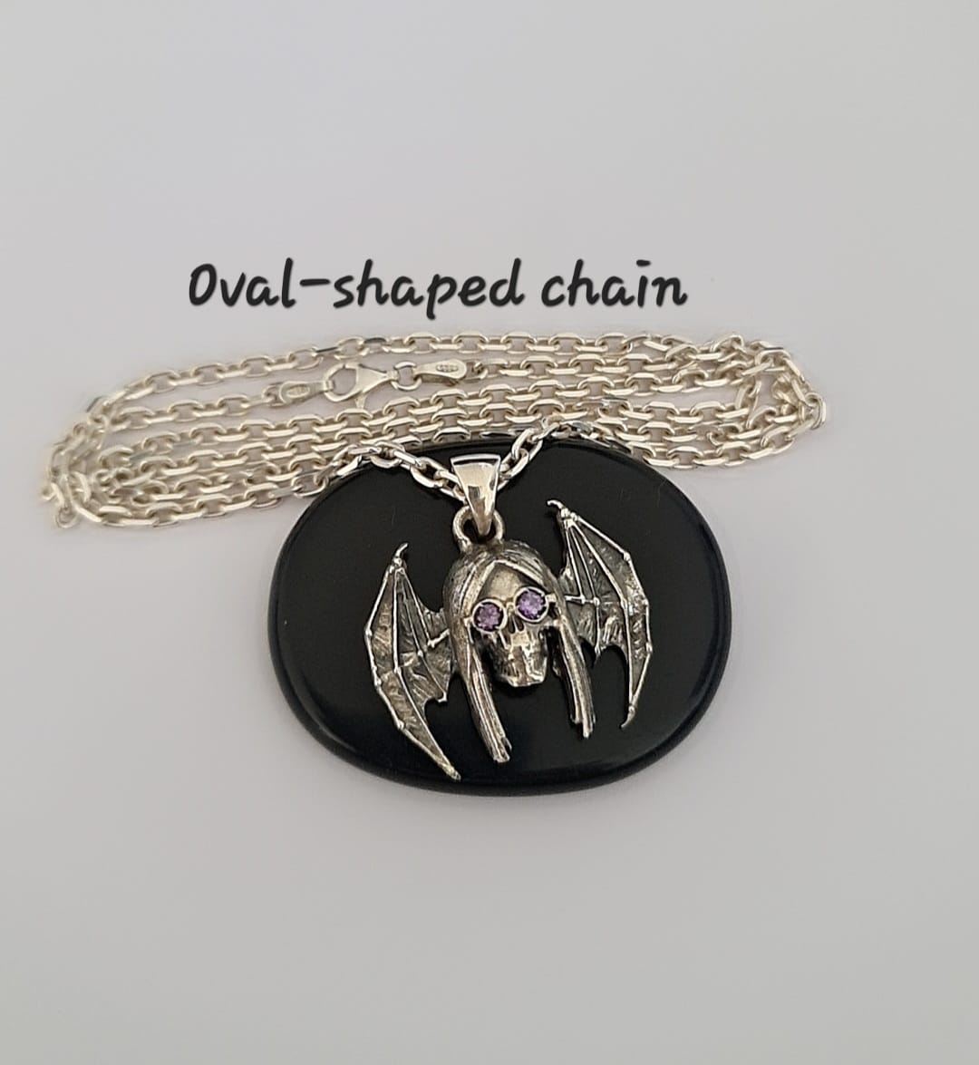 🦇 Ozzy Osbourne “Bat Skull” Tribute Pendant – Sterling Silver Gothic Necklace with Amethyst Sunglasses
