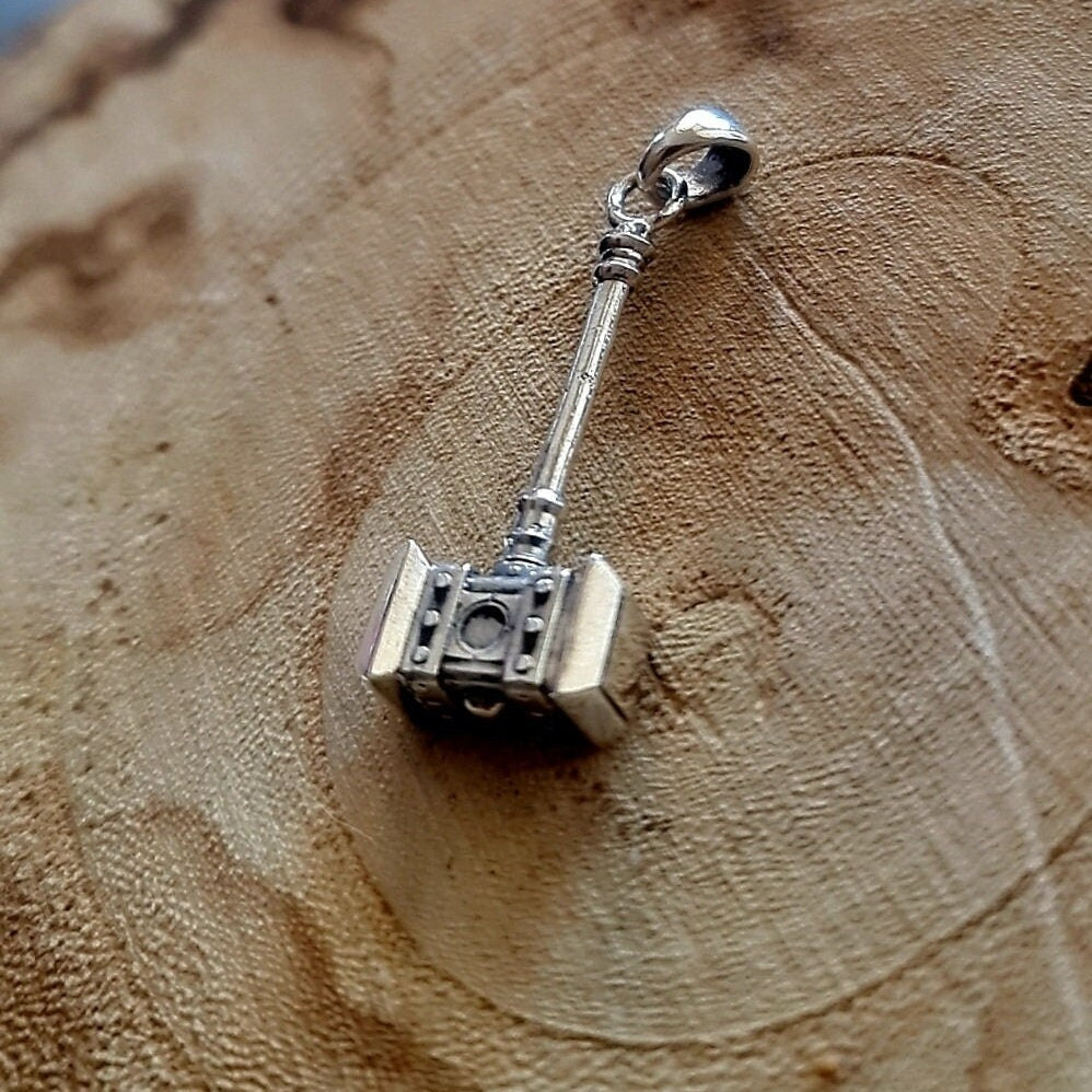 Handmade Sterling Silver Orgrim Doomhammer Pendant - Warcraft Jewelry