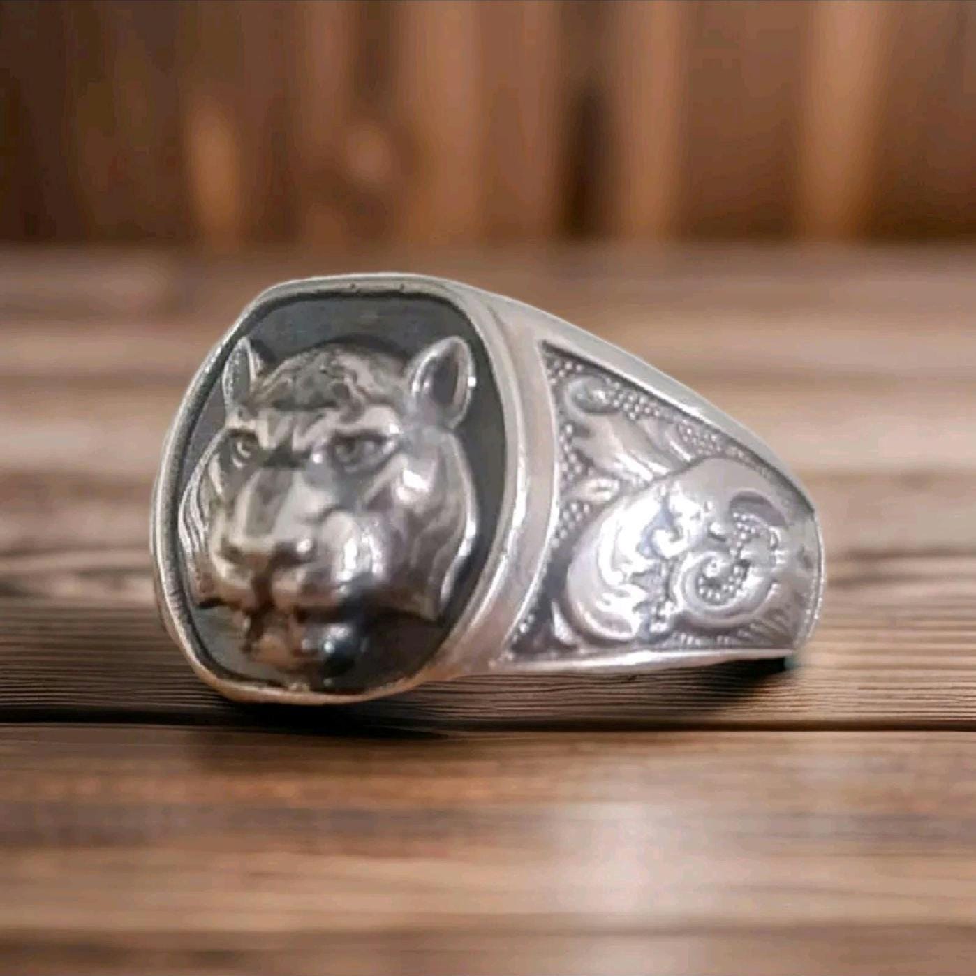 Handmade Tiger Ring: Sterling Silver Gothic Animal Jewelry