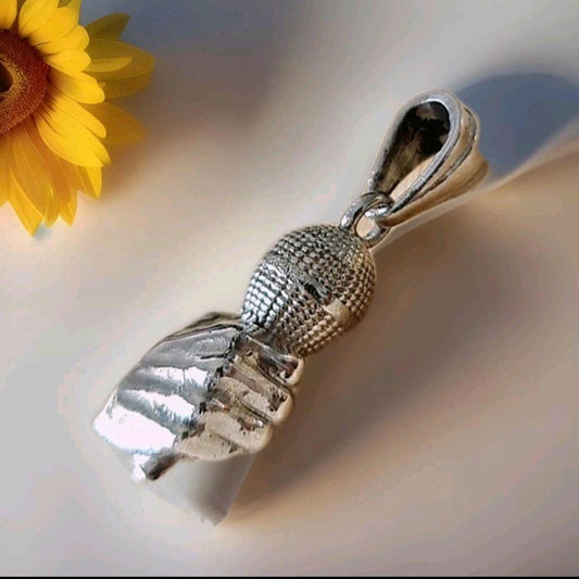 Handmade Sterling Silver Microphone Pendant: Music Lover Necklace