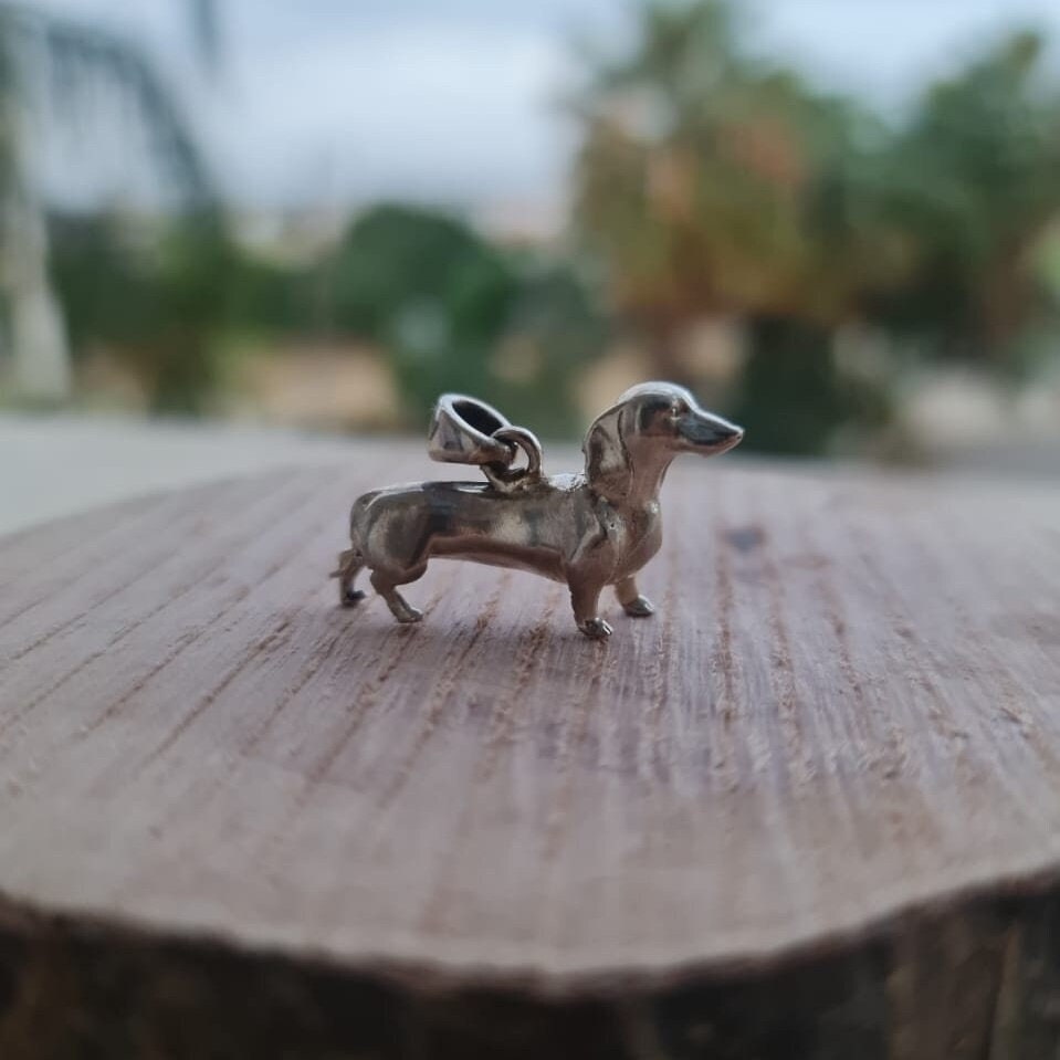 Handmade Silver Dachshund Pendant: Minimalist Dog Necklace