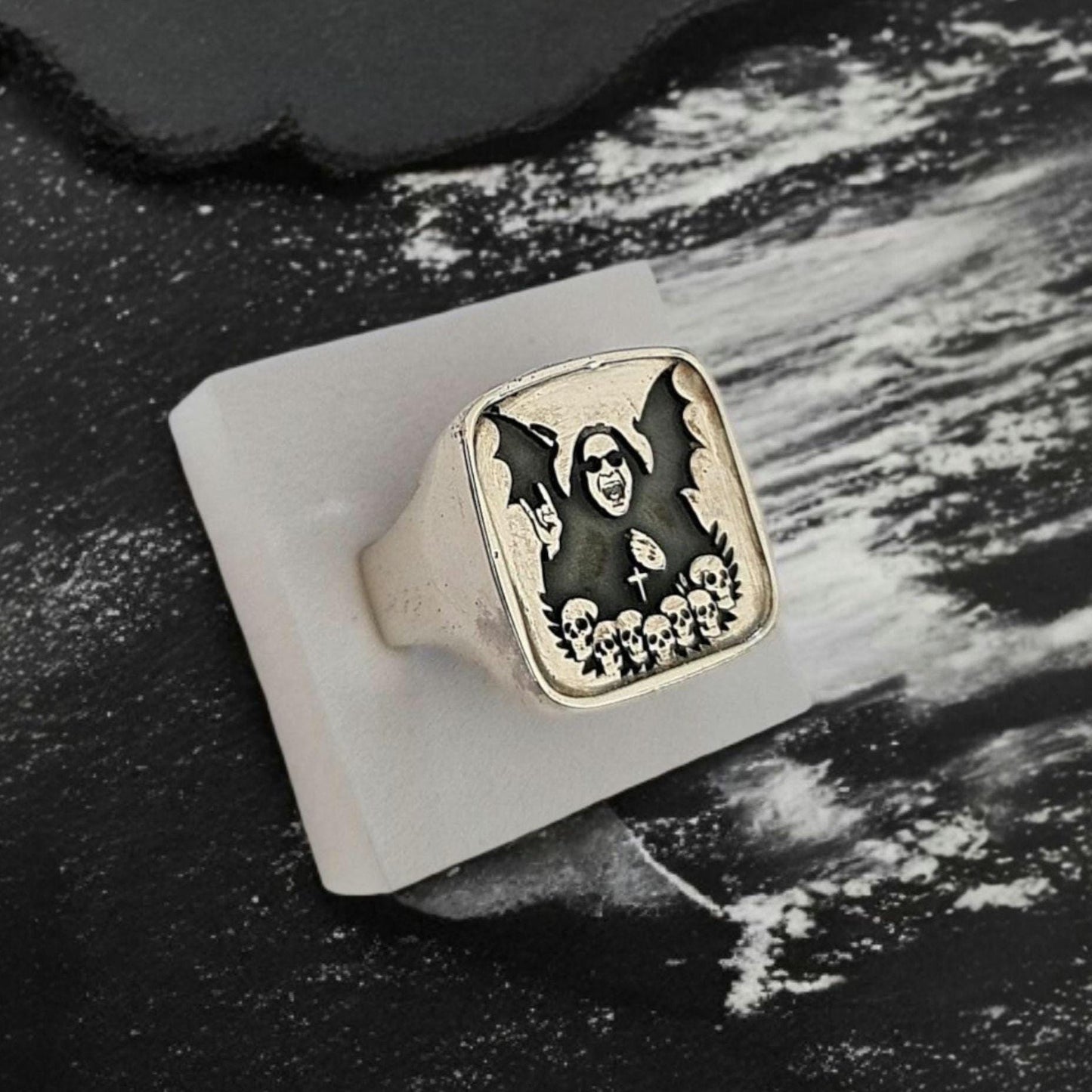 Ozzy Osbourne  Tribute Ring Sterling Silver Signet Ring: Gothic  Jewelry- LIMITED EDITION