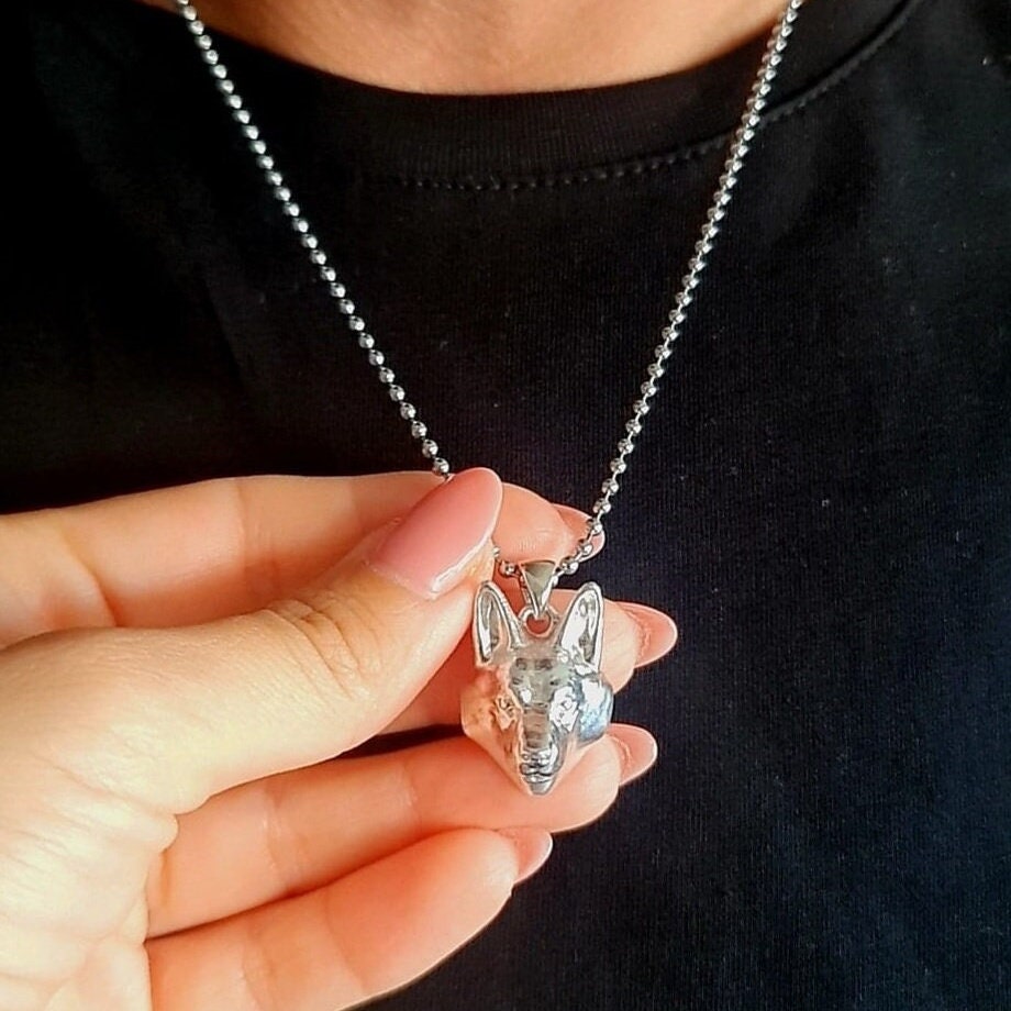 Handmade Sterling Silver German Shepherd Pendant: Detailed Dog Sculpture