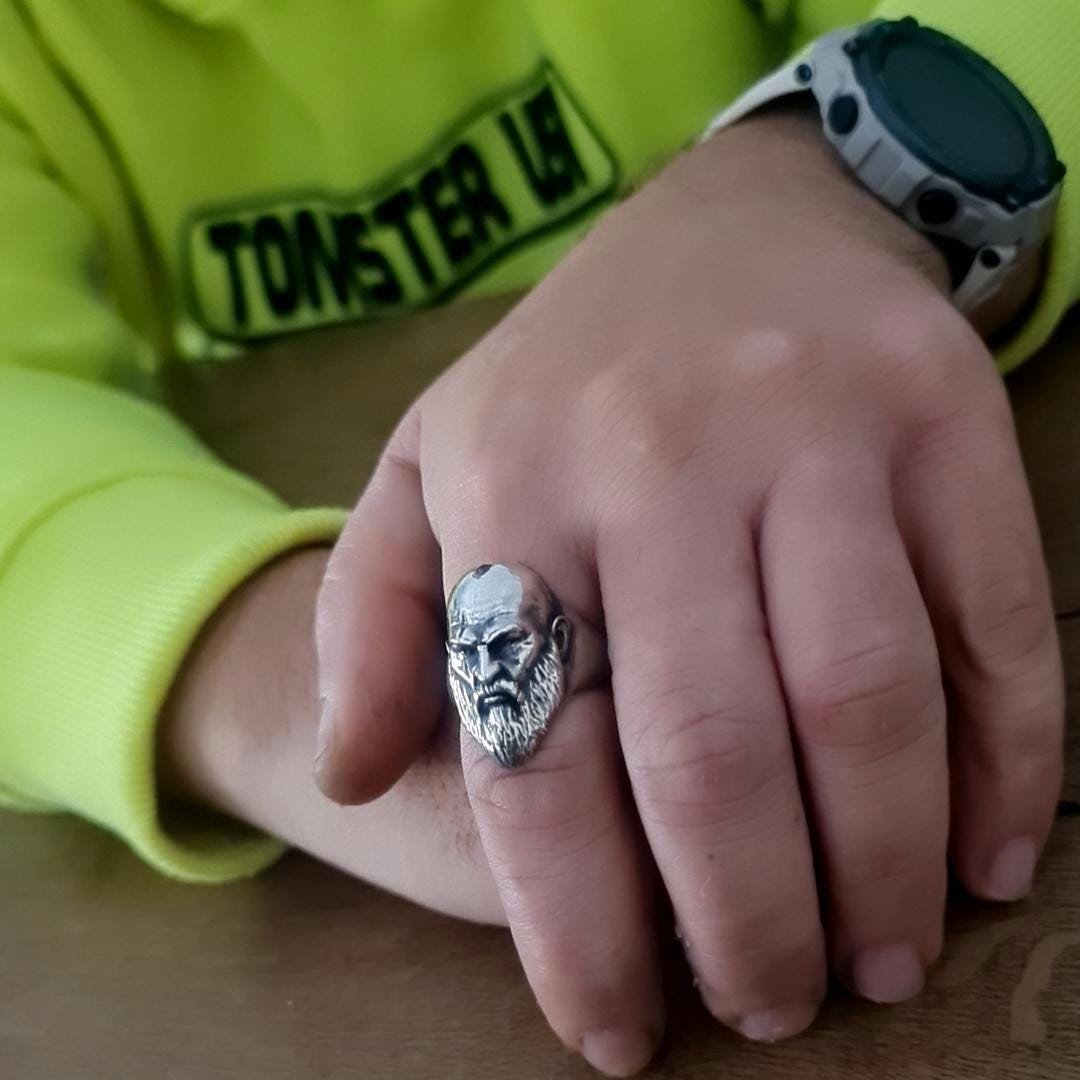 Handmade Kratos Ring: 925 Sterling Silver God of War, Gothic Gamer Jewelry