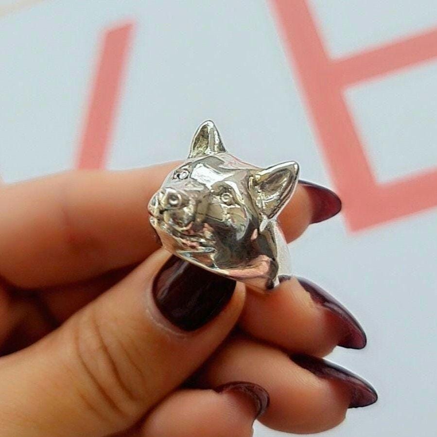 Handmade 925 Sterling Silver Shiba Inu Ring: Dog Lover Jewelry