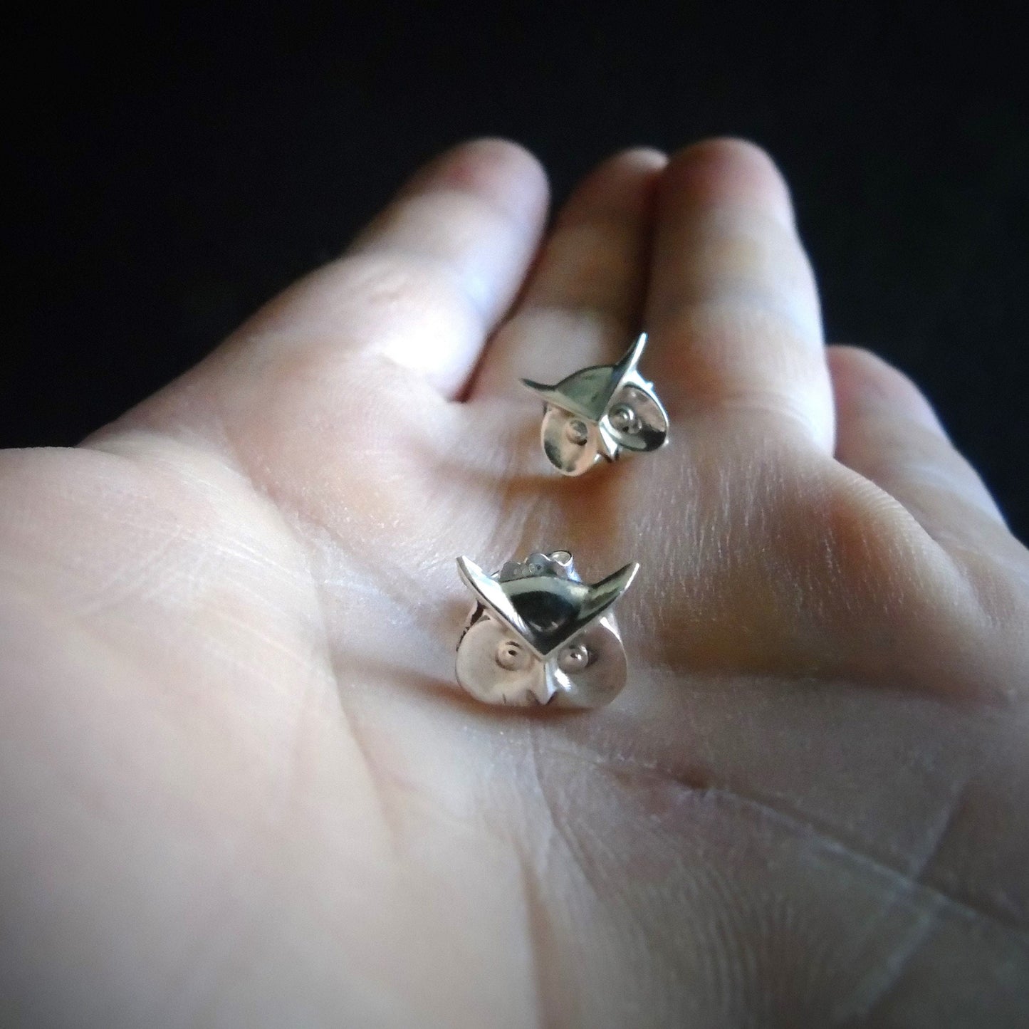 Miniature Owl stud Earrings - Sterling Silver Studs - Animal Jewelry for Nature Lovers -