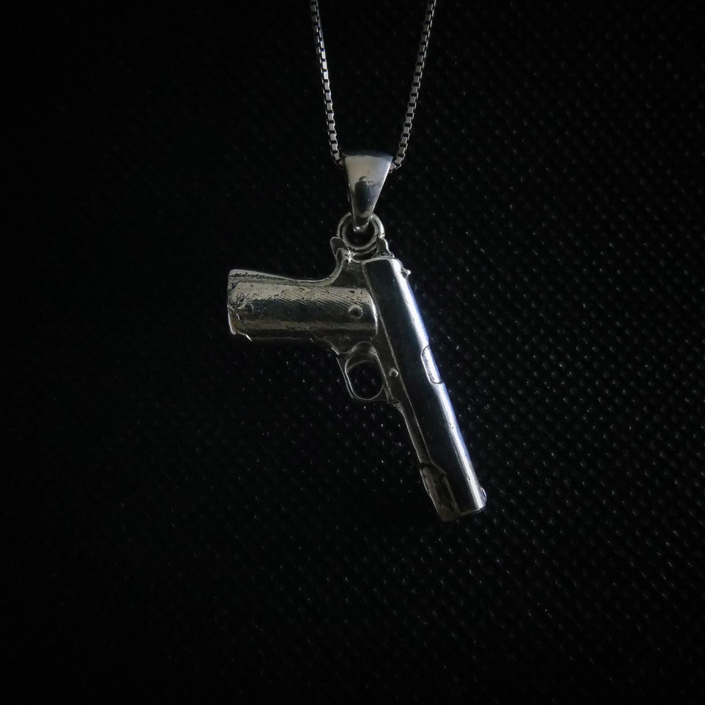 Gun Pendant / Colt 1911 Handgun / Rapper Necklace Jewelry / Hip Hop Silver/Gift for Rapper Boy/