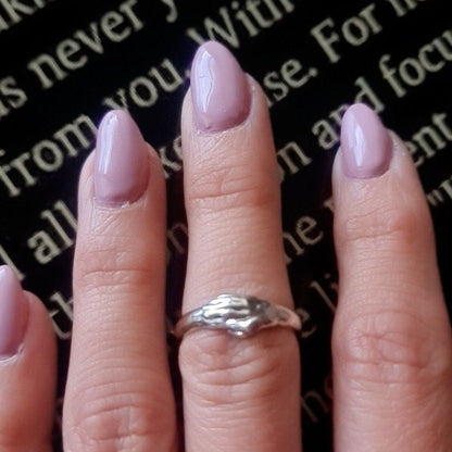 Sterling Silver Holding Hands Ring: Romantic Love Symbol