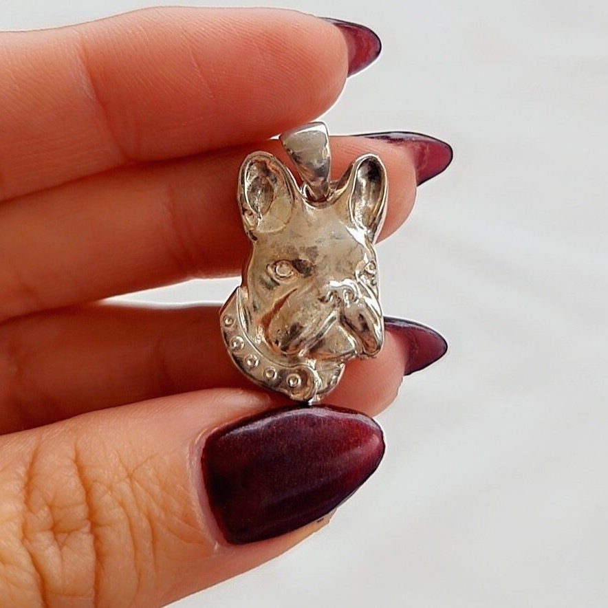 Handmade Sterling Silver French Bulldog Pendant: Minimalist Dog Necklace
