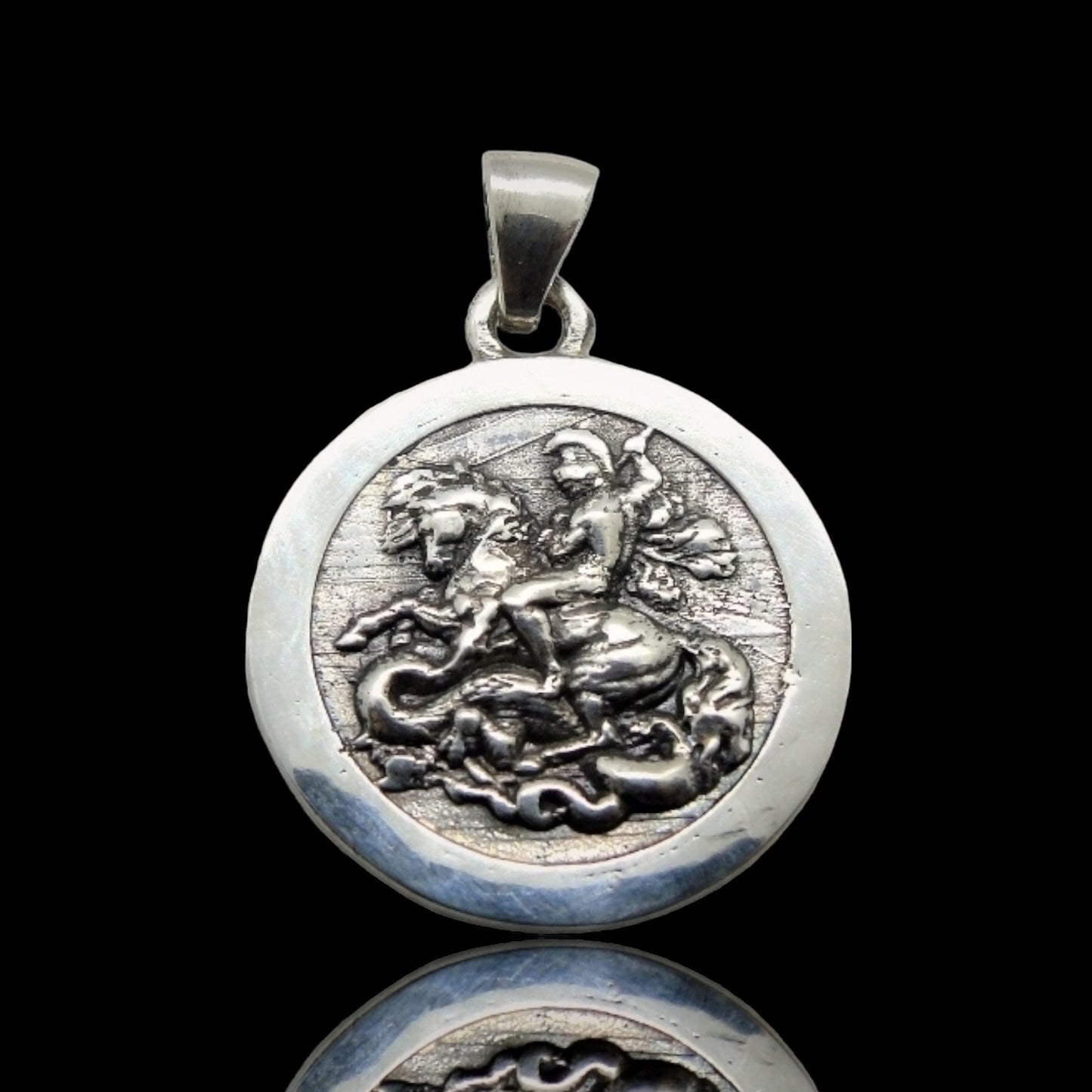 Glorious Saint George Jewelry Piece- Exquisite Design- Sterling Silver Pendant -Handmade