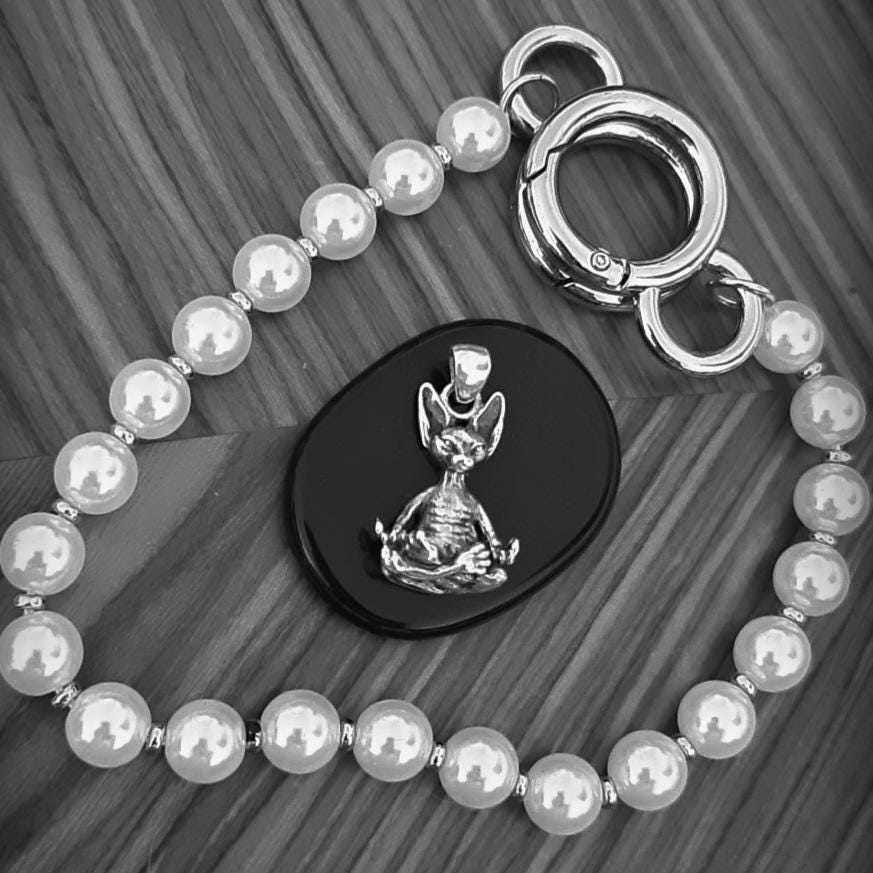 Handmade Sterling Silver Sphynx Cat Pendant: Zen Yoga Pose