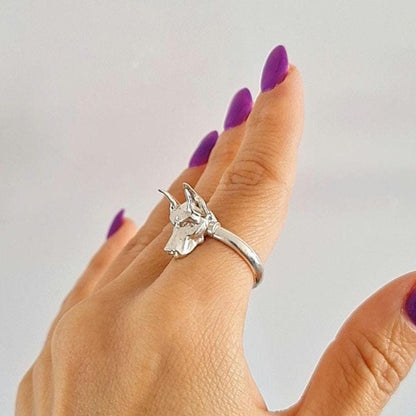 Handmade 925 Silver Doberman Pinscher Ring: Pet Lover Jewelry