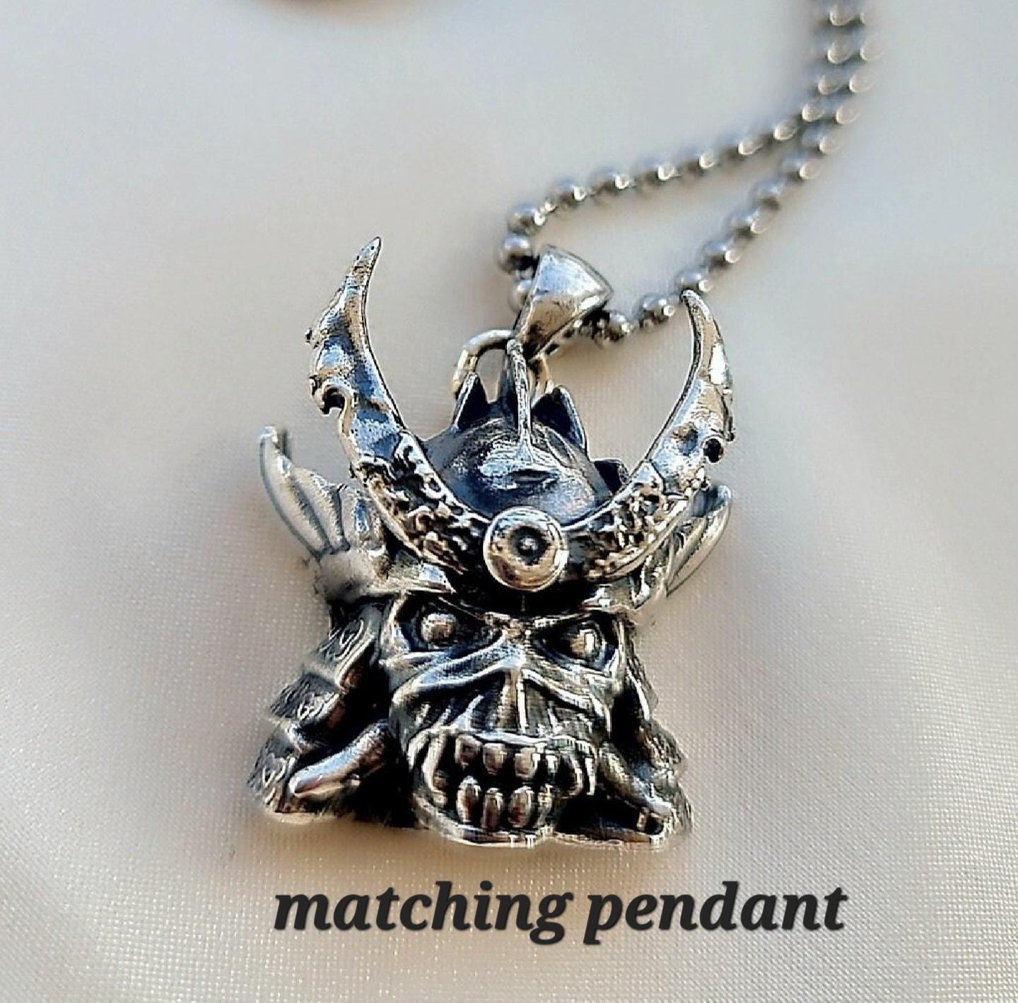 Handmade Sterling Silver Iron Maiden Senjutsu - Eddie Samurai Skull Ring - Japanese - Eddie Ring- Unique design - Rock Ring- Heavy metal Ring