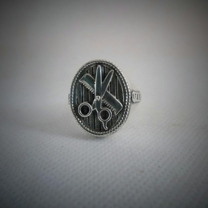 Scissors & Comb ring - Stylish Accessory - 925 Sterling Silver - solid and sturdy