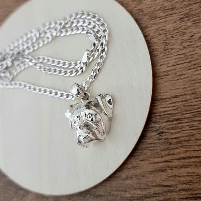 Handmade Sterling Silver Boxer Dog Pendant: Minimalist Pet Jewelry