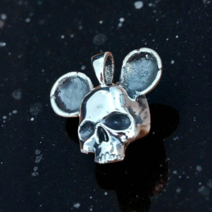Handmade Gothic Mouse Skull Pendant: Sterling Silver Necklace