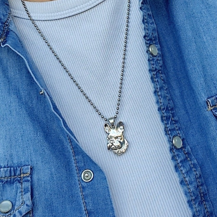 Handmade Sterling Silver French Bulldog Pendant: Minimalist Dog Necklace