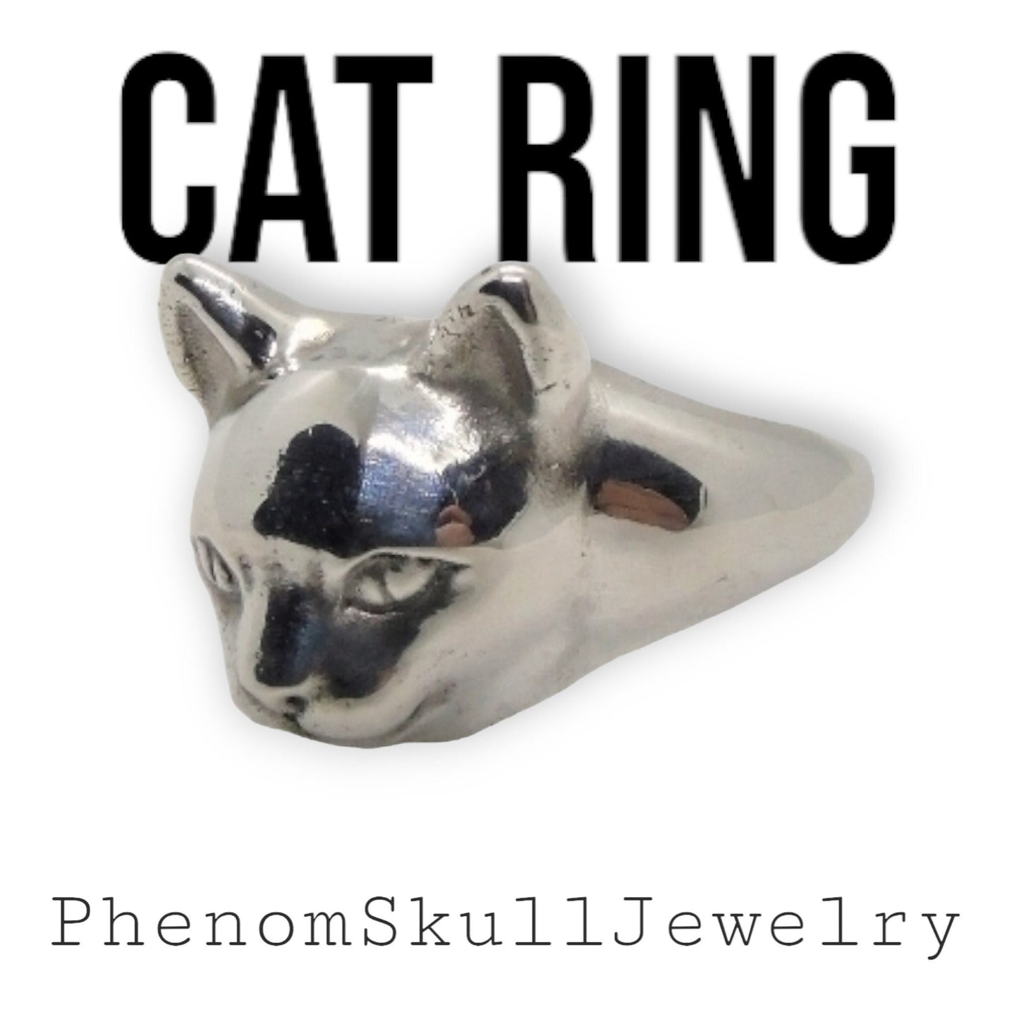 Handmade Sterling Silver Cat Ring: Anatomical Kitty Jewelry